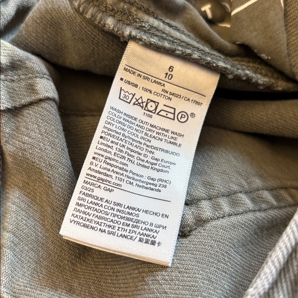 GAP Mid Rise Twill Barrel Pants Black Moss Green - Picture 13 of 13